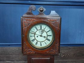 VICTORIAN STAINED OAK GRANDMOTHER CLOCK,