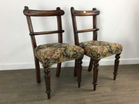 PAIR OF MAHOGANY DINING CHAIRS, AND A PAIR OF CARVERS