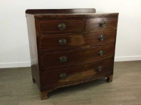 GEORGIAN MAHOGANY BOW FRONT CHEST OF DRAWERS,