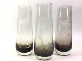 FOUR CAITHNESS GLASS VASES,