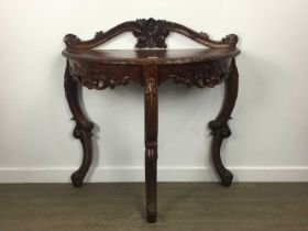 MAHOGANY D-SHAPED SIDE TABLE,