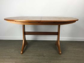 G PLAN TEAK OVAL EXTENDING DINING TABLE, ALONG WITH SIX FRESCO CHAIRS