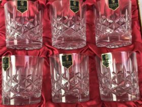 SET OF SIX EDINBURGH CRYSTAL GLASS TUMBLERS,