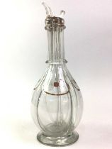 FRENCH FOUR DIVISION GLASS DECANTER, AND THREE OTHER ITEMS