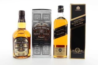 JOHNNIE WALKER 12 YEAR OLD BLACK LABEL AND CHIVAS REGAL 12 YEAR OLD BLENDED WHISKY