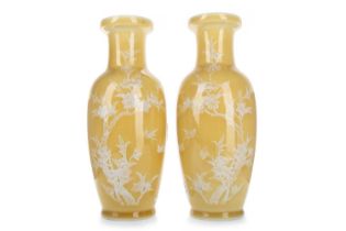 PAIR OF CHINESE YELLOW GLAZE VASES, LATE 19TH CENTURY