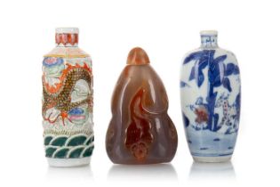 THREE CHINESE SNUFF BOTTLES, LATE 19TH/EARLY 20TH CENTURY