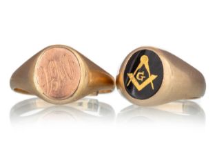 TWO MASONIC RINGS,