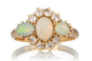 OPAL AND DIAMOND RING,