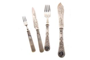 VICTORIAN SET OF TWELVE SILVER FISH KNIVES AND FORKS, MARTIN, HALL & CO., SHEFFIELD CIRCA 1870/71