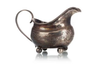 GEORGE III SILVER CREAM JUG, MAKER'S MARK RUBBED, LONDON 1803