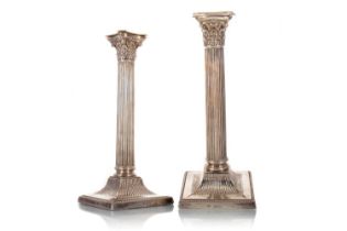 PAIR OF VICTORIAN SILVER CORINTHIAN COLUMN CANDLESTICKS, CHARLES BOYTON II, LONDON 1899