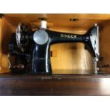 SINGER HAND CRANK SEWING MACHINE,