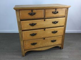 LATE VICTORIAN ASH CHEST OF DRAWERS,