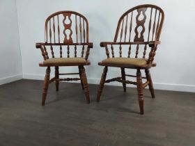 SET OF REPRODUCTION HIGH BACK WINDSOR CHAIRS,