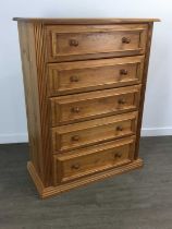 PINE CHEST OF DRAWERS,