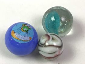 COLLECTION OF GLASS MARBLES, AND OTHER ITEMS