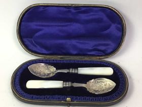 PAIR OF SILVER DESSERT SPOONS, AND OTHER PLATED WARE