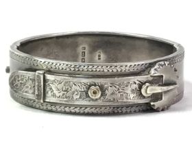 VICTORIAN SILVER BANGLE, AND OTHER JEWELLERY
