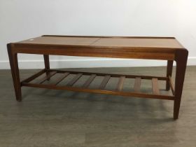 VINTAGE TEAK AND TILE COFFEE TABLE,