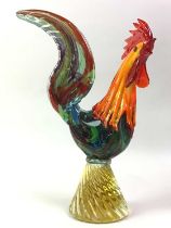 MURANO STYLE GLASS COCKEREL, AND A SWAN