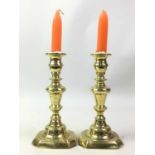 PAIR OF BRASS CANDLESTICKS, AND OTHER ITEMS