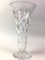 CRYSTAL VASE, AND OTHER CRYSTAL AND GLASSWARE