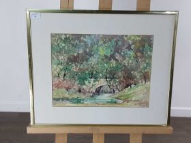 I RUSSELL WATERCOLOUR, WOODLAND STREAM