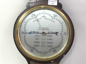 OAK FRAMED WHEEL BAROMETER, EARLY 20TH CENTURY