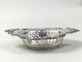 SILVER NUT DISH, ALONG WITH OTHER SILVER ITEMS