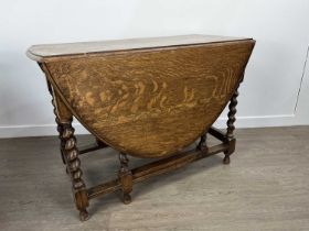 OAK OVAL GATE LEG DINING TABLE,