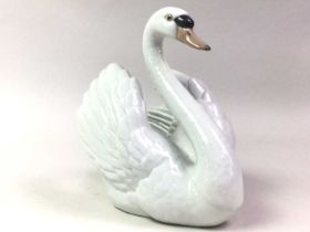 LLADRO FIGURE OF A SWAN, AND OTHER CERAMICS