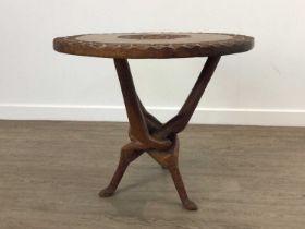 CARVED CIRCULAR TABLE, AND OTHER ITEMS