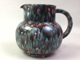 MARBLED CERAMIC WATER JUG AND OTHERS,