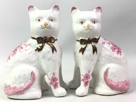 PAIR OF CERAMIC CAT MODELS, AND OTHER CERAMICS