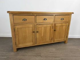 MODERN OAK SIDEBOARD, AND ANOTHER SMALLER SIDEBOARD