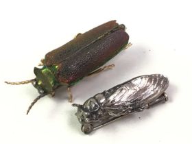 TWO BEETLE BROOCHES,