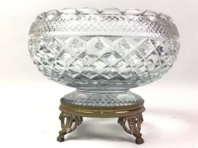 EDWARDIAN CRYSTAL BOWL, AND A RUMMER