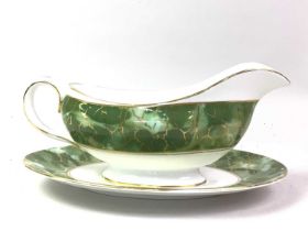 AYNSLEY PART TEA AND DINNER SERVICE, ONYX GREEN PATTERN