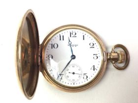 ROLLED GOLD HUNTER-CASED POCKET WATCH, BY WALTHAM