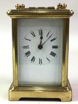 BRASS EIGHT DAY CARRIAGE CLOCK,