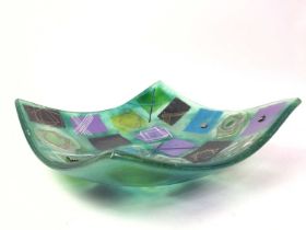 ART GLASS SQUARE BOWL,