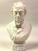 TWO PARIAN WARE BUSTS OF DISRAELI AND GLADSTONE,