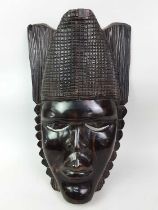 AFRICAN WOOD CARVING, MALE HEAD