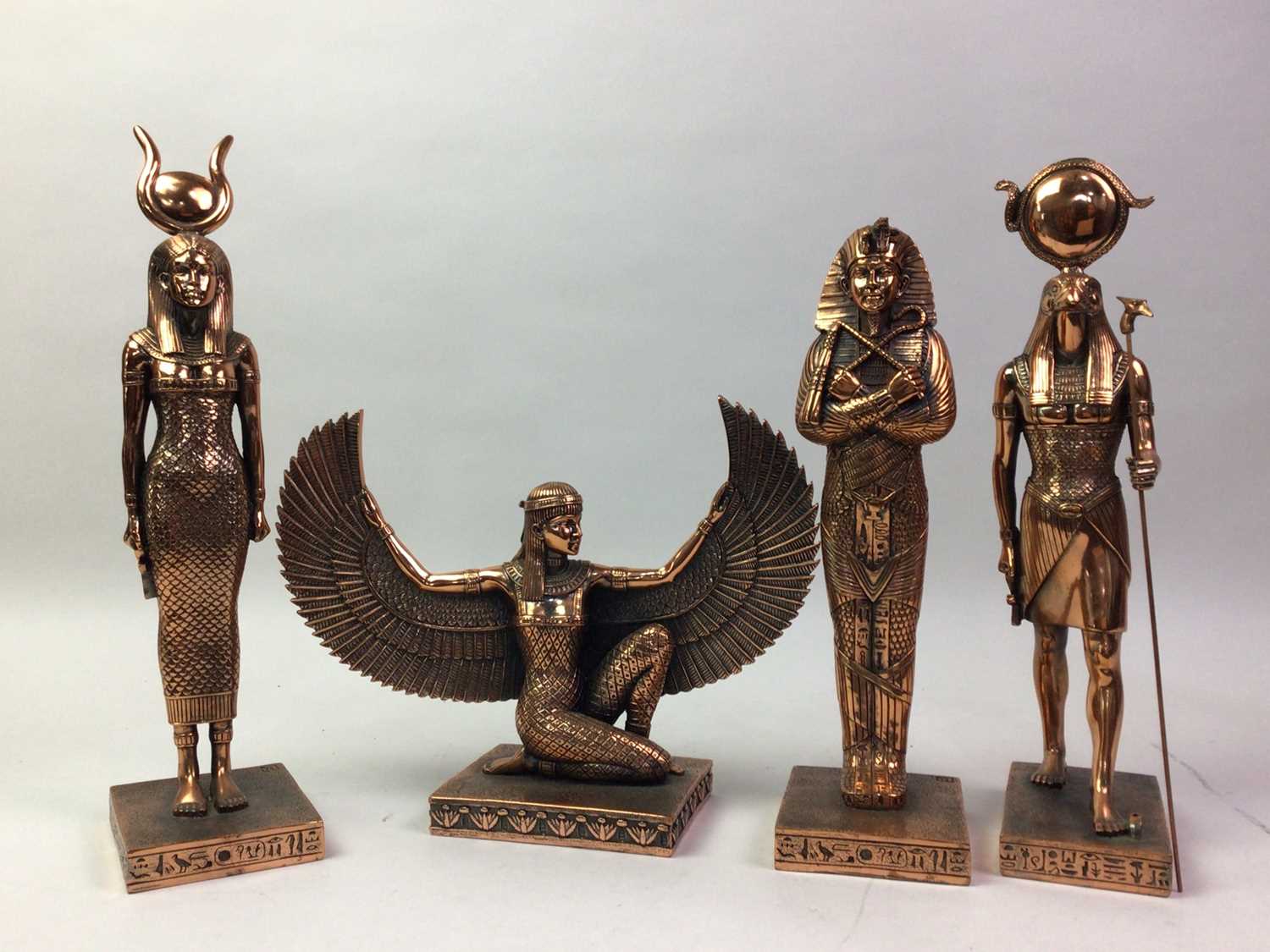 GROUP OF MODERN COPPER FIGURES OF ANCIENT EGYPTIANS, - Image 2 of 4