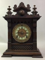 VICTORIAN MAHOGANY MANTEL CLOCK, ALONG WITH AN ANNIVERSARY CLOCK