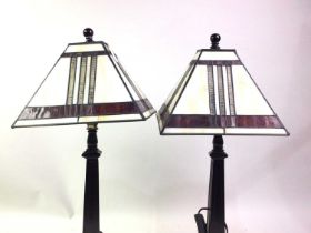 PAIR OF TIFFANY STYLE TABLE LAMPS, LATE 20TH CENTURY