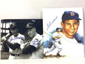 MICKY MANTLE ROOKIE SEASON SIGNED PICTURE, ALONG WITH JOE DIMAGGIO AND MICKY MANTLE SIGNED PHOTOGRAP