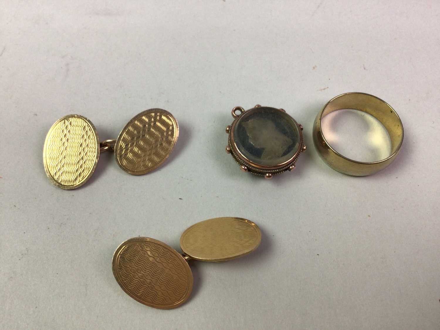 PAIR OF NINE CARAT GOLD CUFFLINKS, AND OTHER JEWELLERY - Image 2 of 2