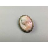 NINE CARAT GOLD CAMEO BROOCH,